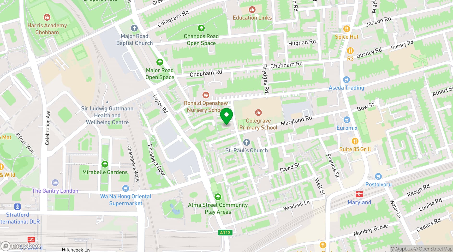 Map showing Community Road Community Centre