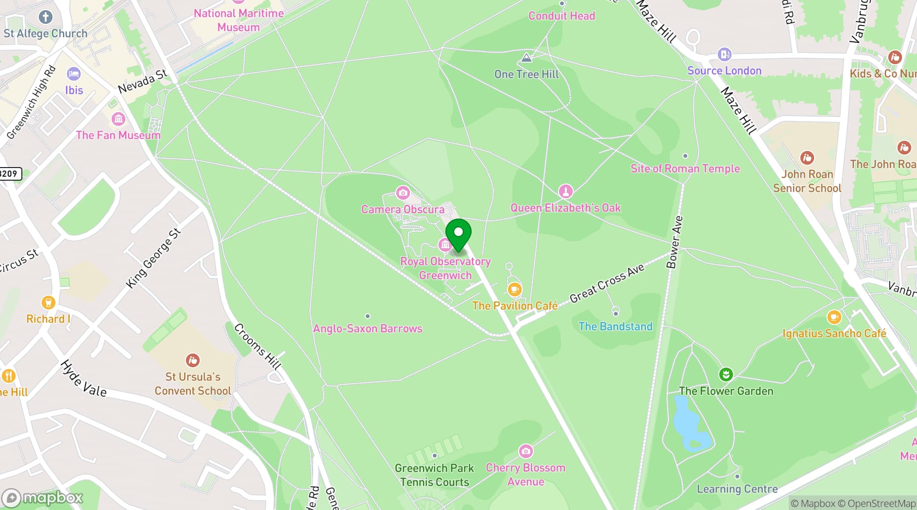 Map showing Peter Harrison Planetarium