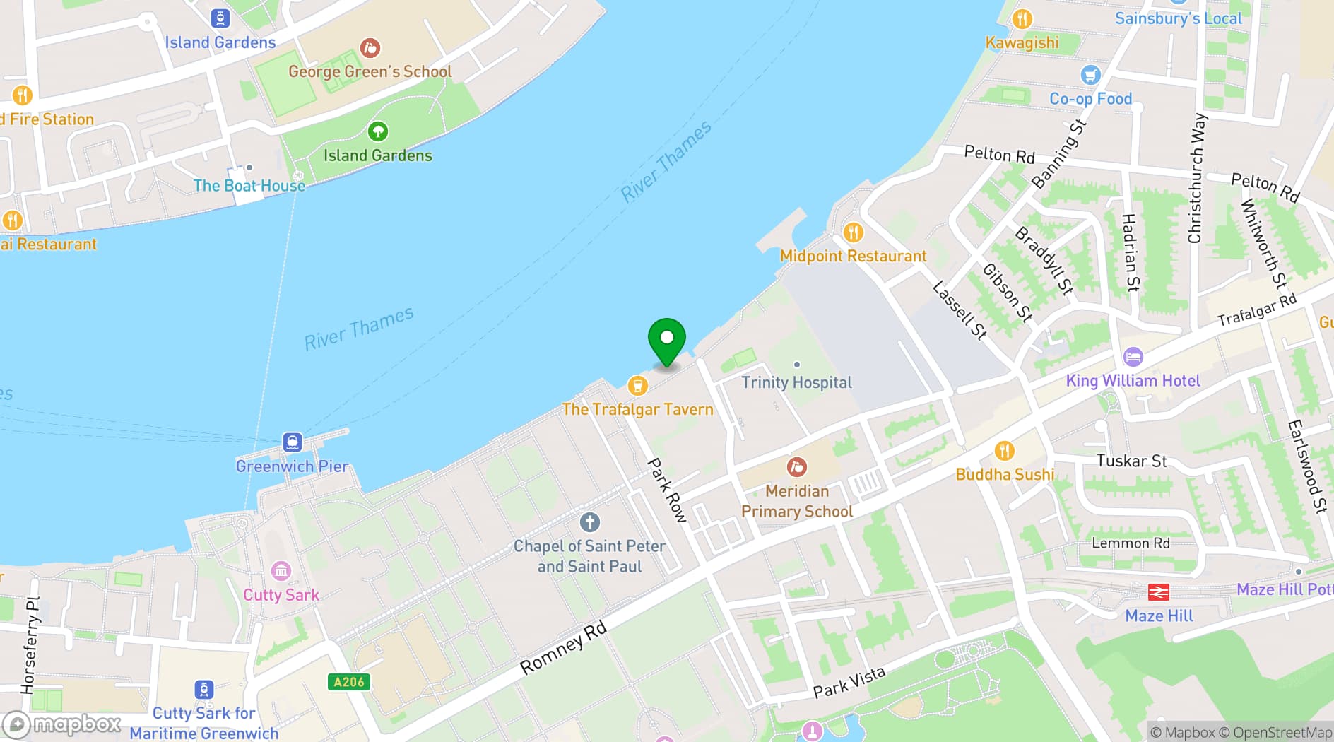 Map showing Trafalgar Rowing Centre