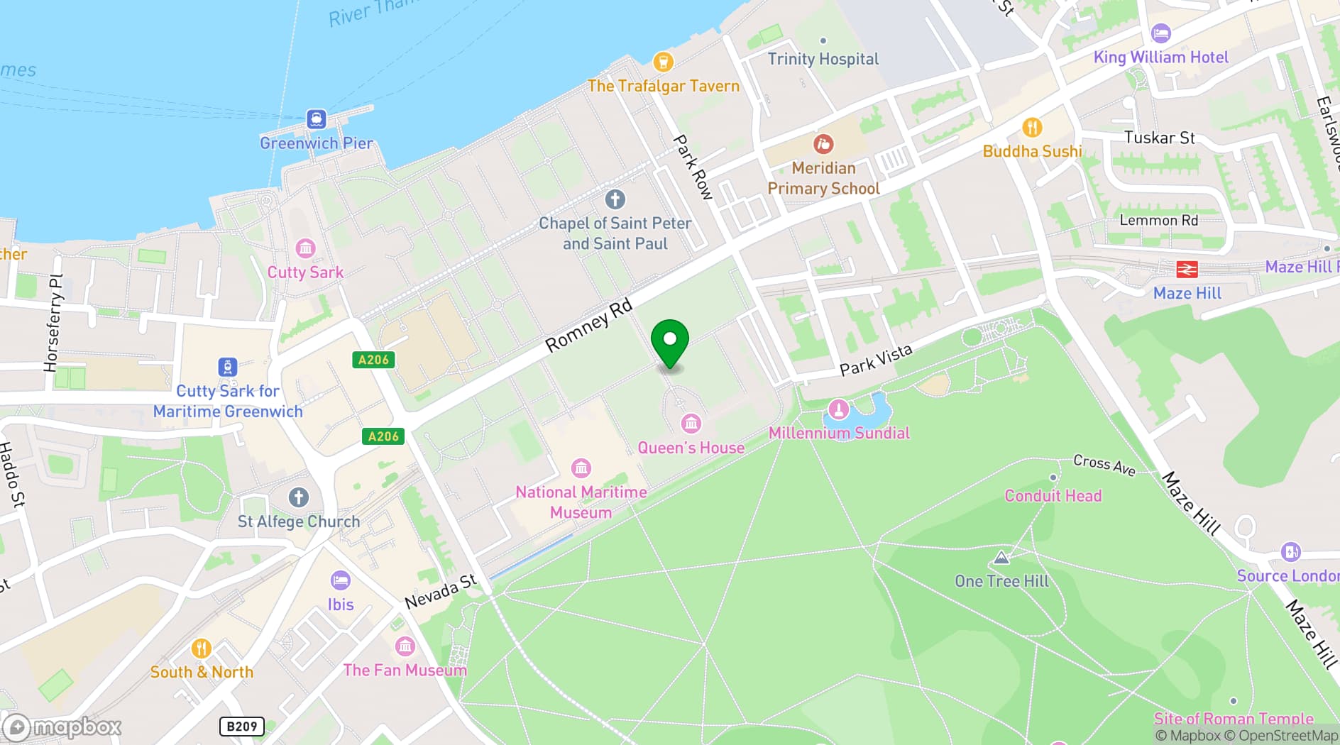 Map showing The Queen's House