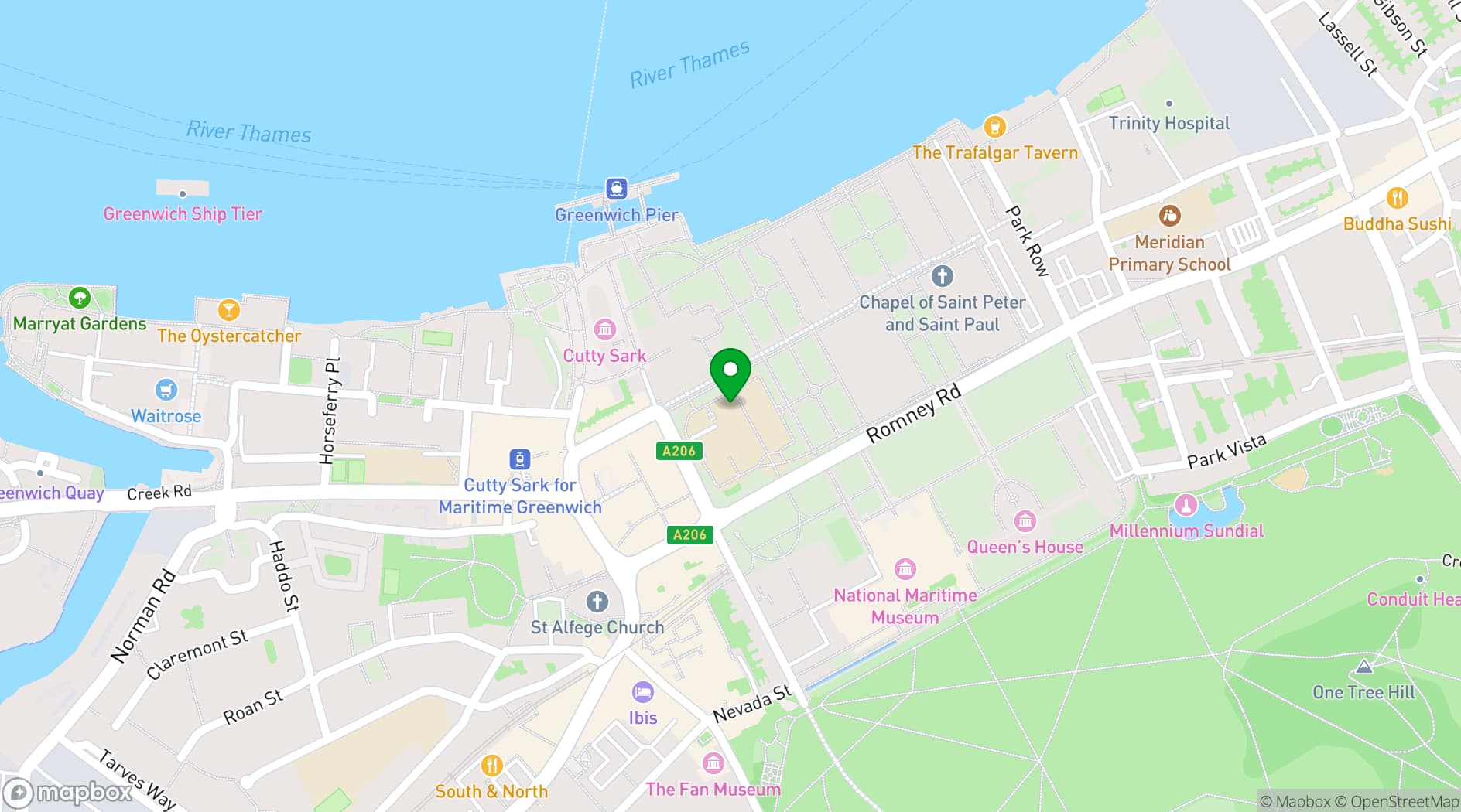 Map showing Old Royal Naval College