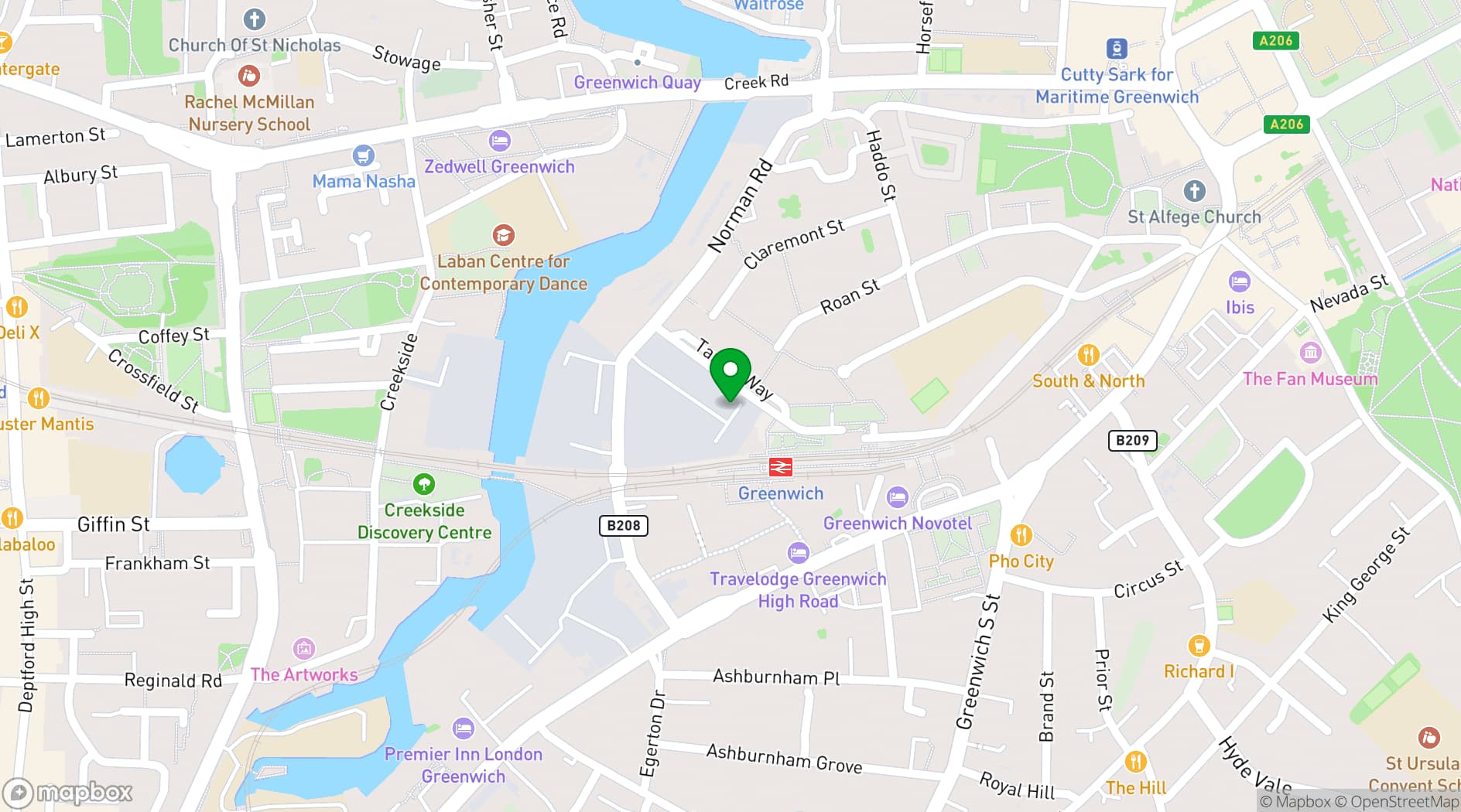 Map showing Greenwich Studios
