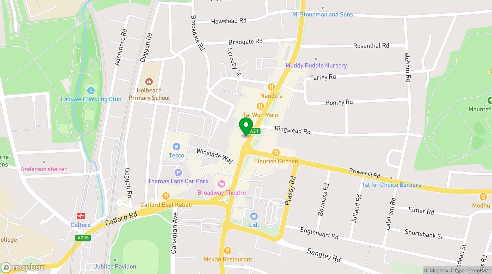 Map showing Catford Indoor Market