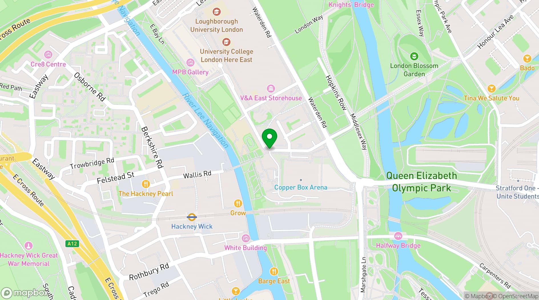 Map showing Hackney Bridge