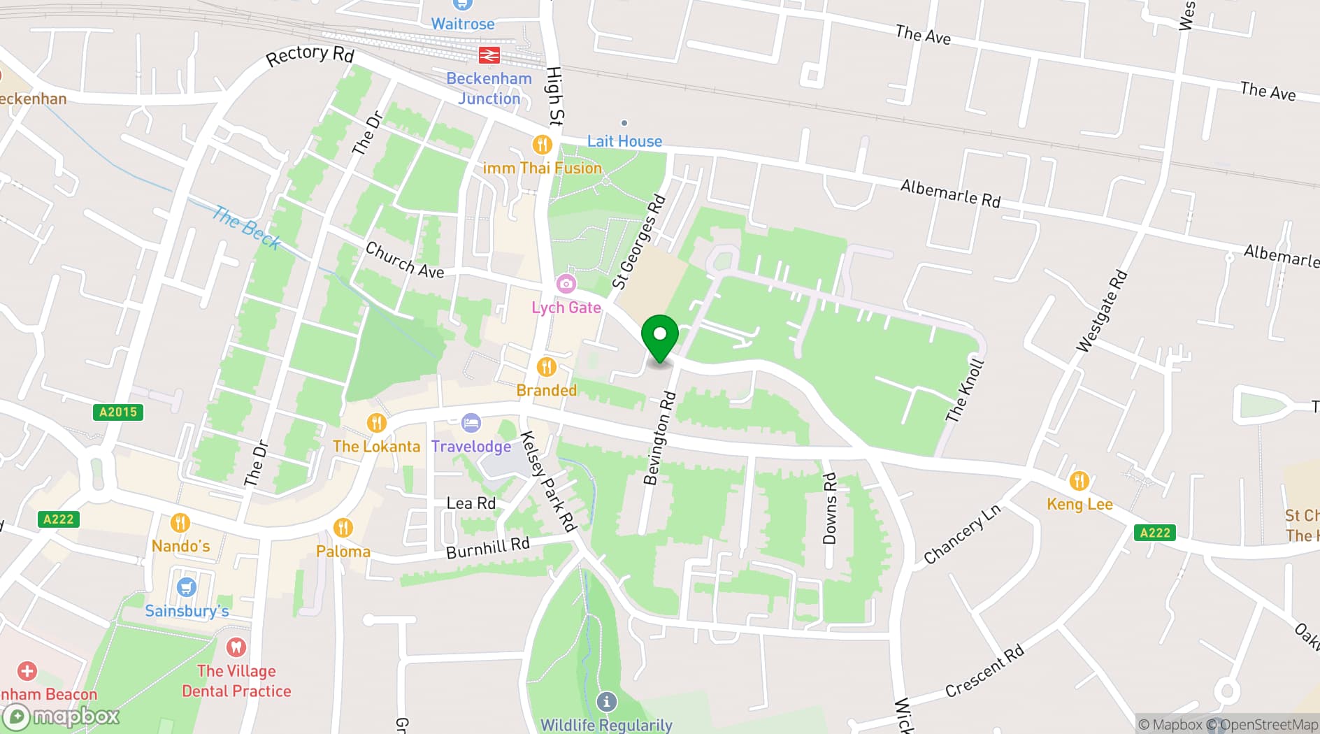 Map showing Beckenham Methodist Church