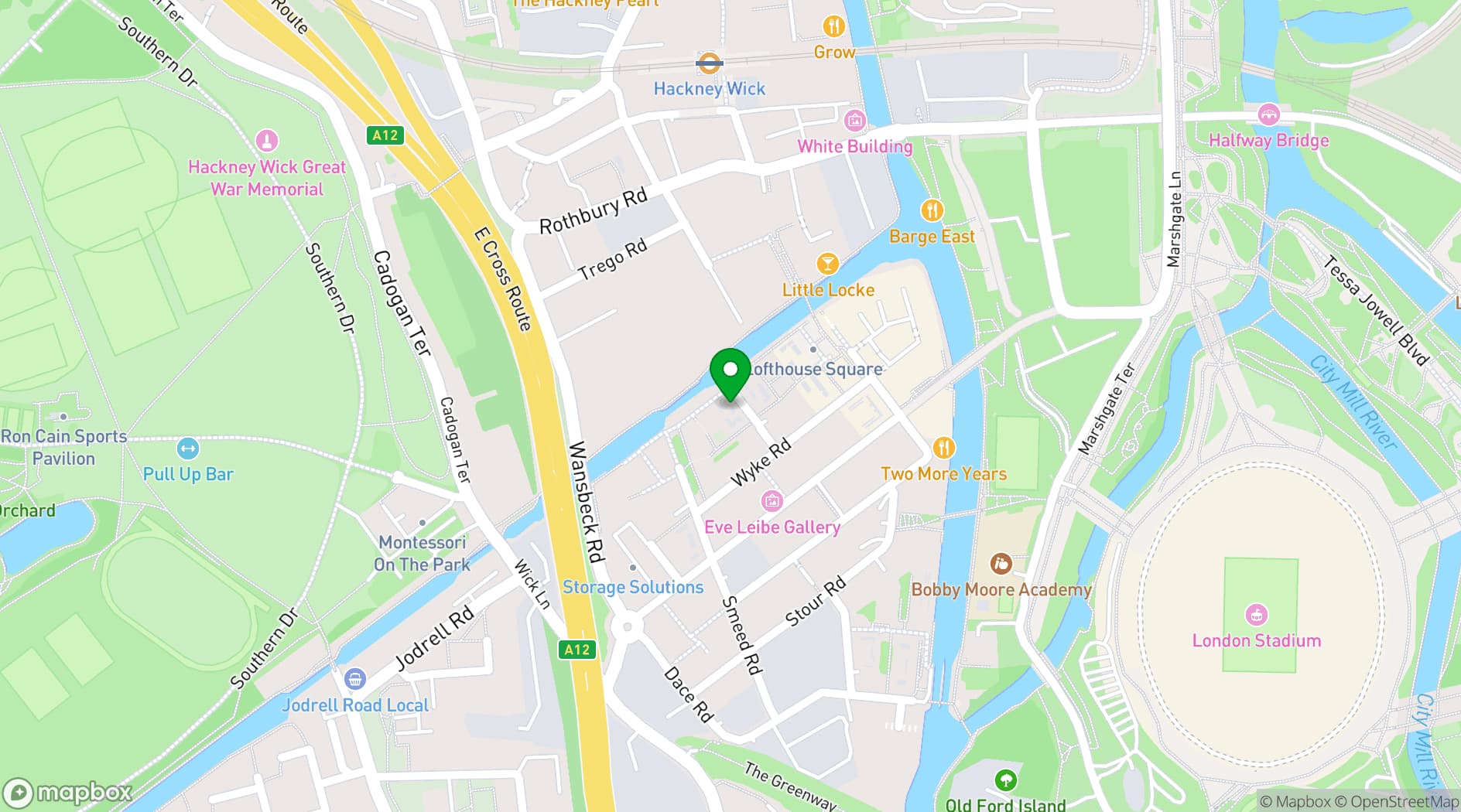 Map showing The Trampery Fish Island Village