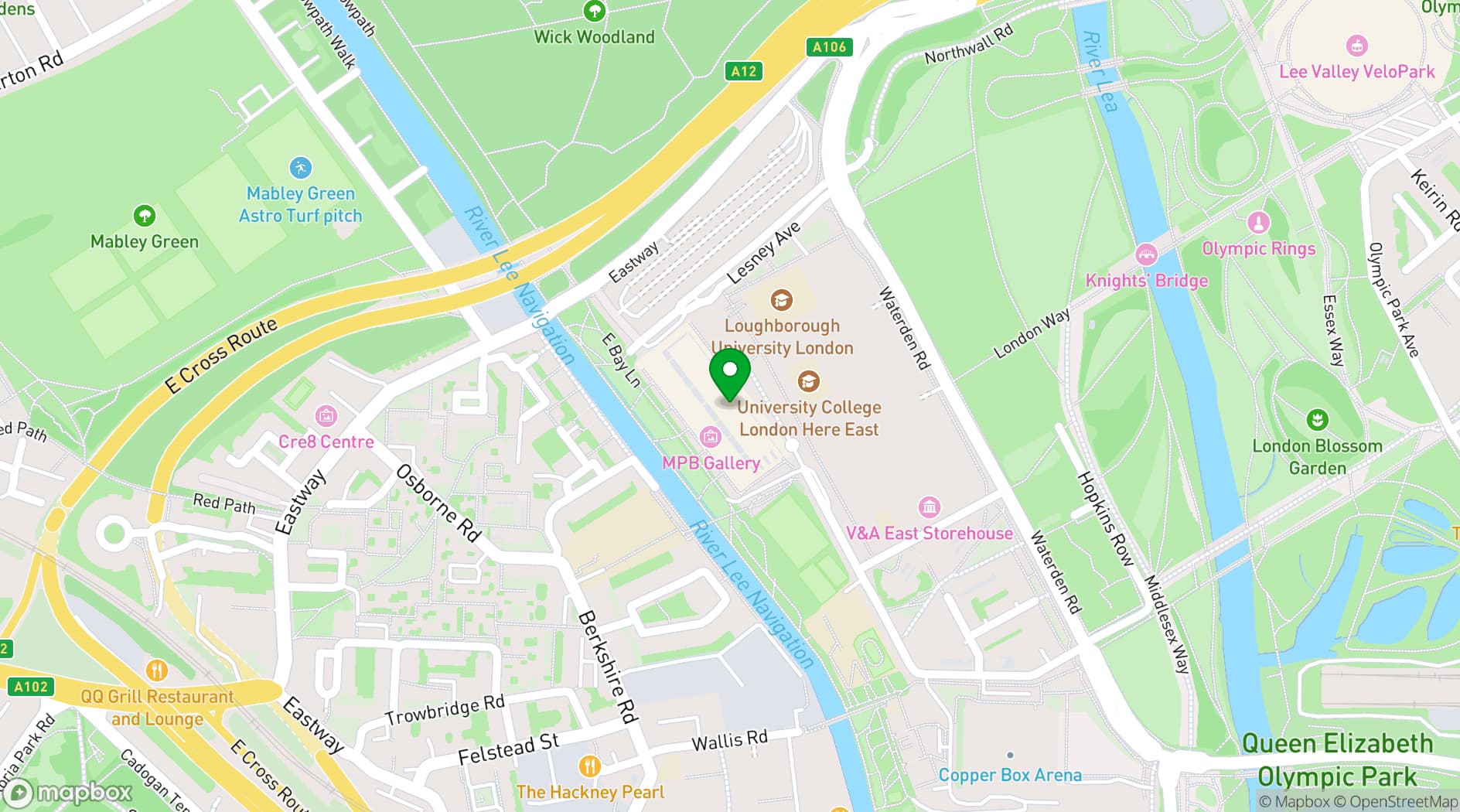 Map showing Here East