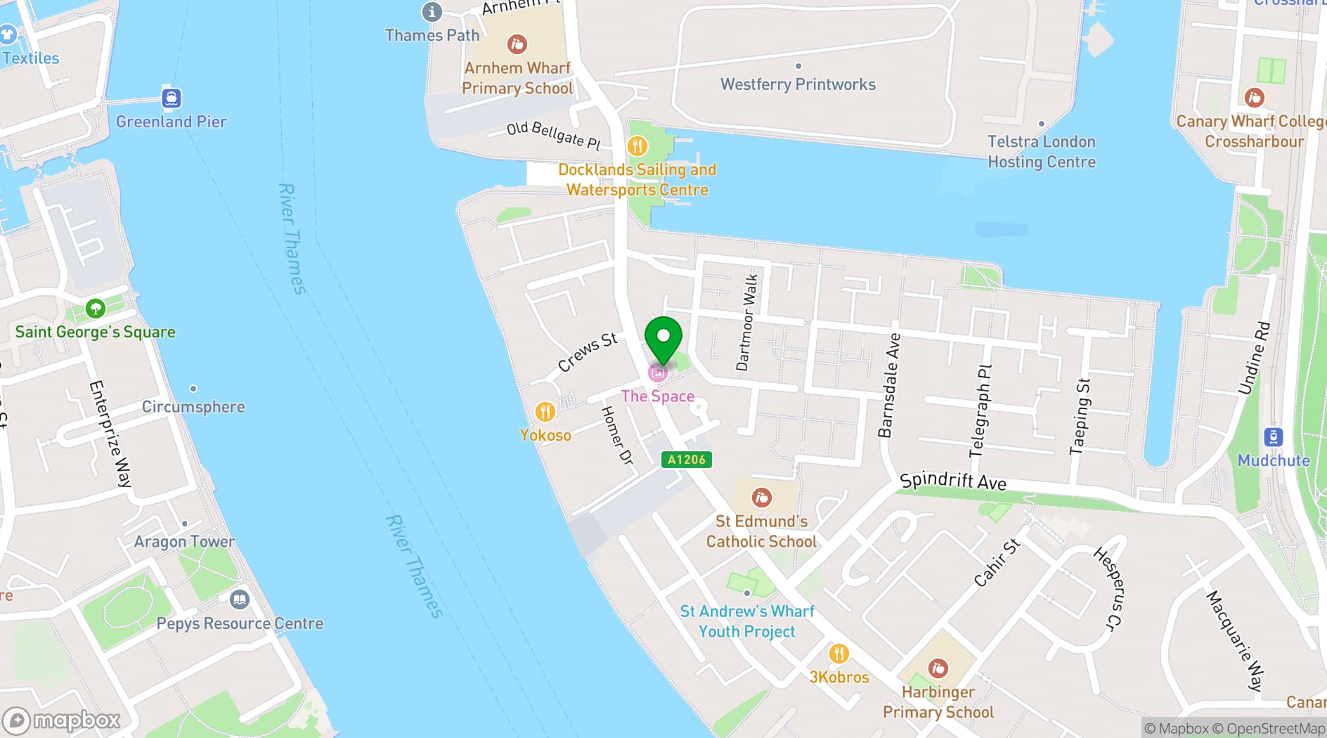 Map showing The Space