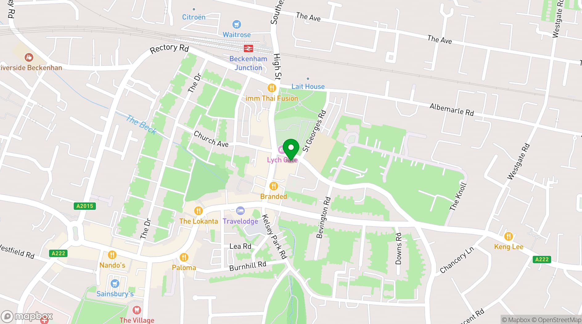 Map showing Bromley Hall