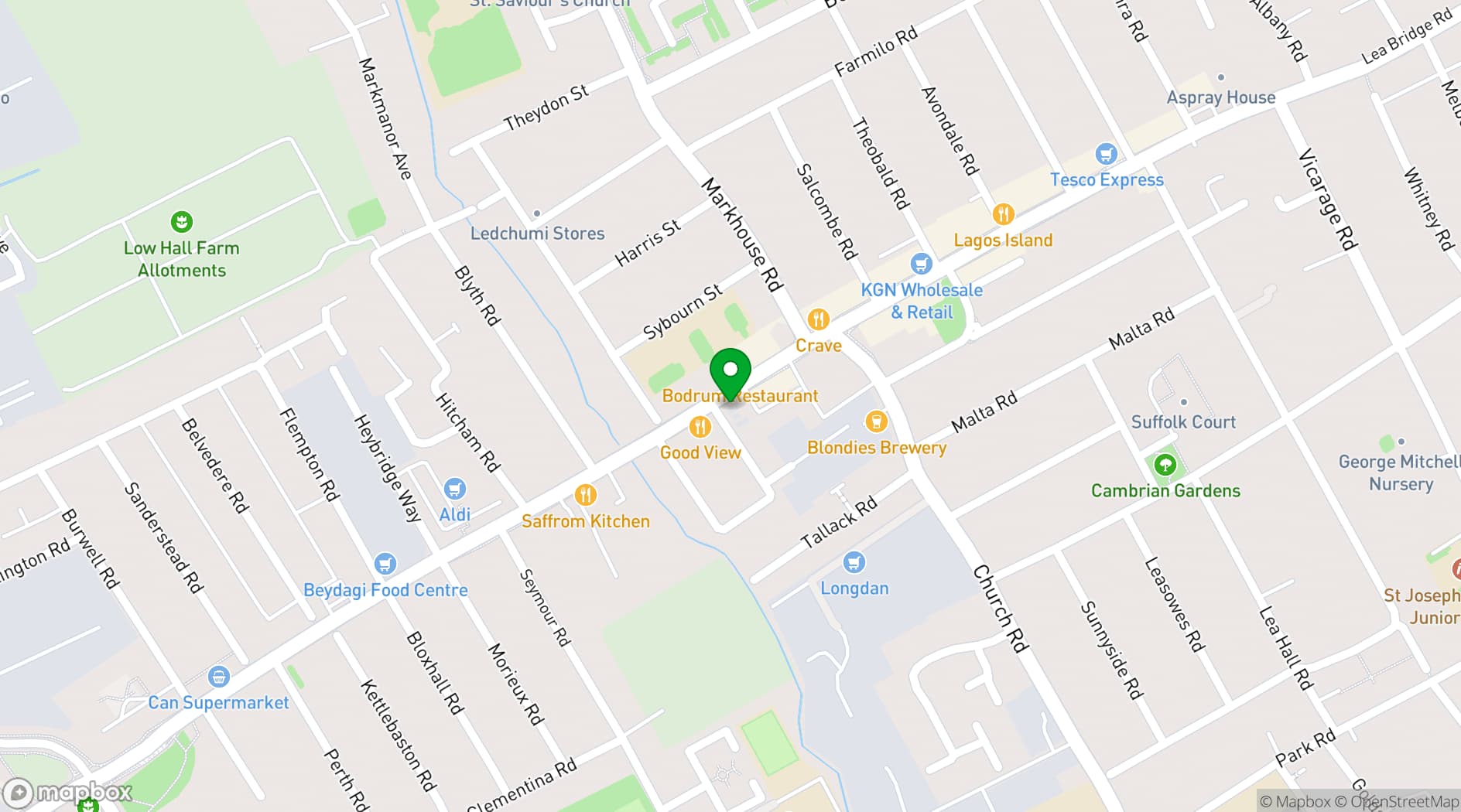 Map showing The Spot