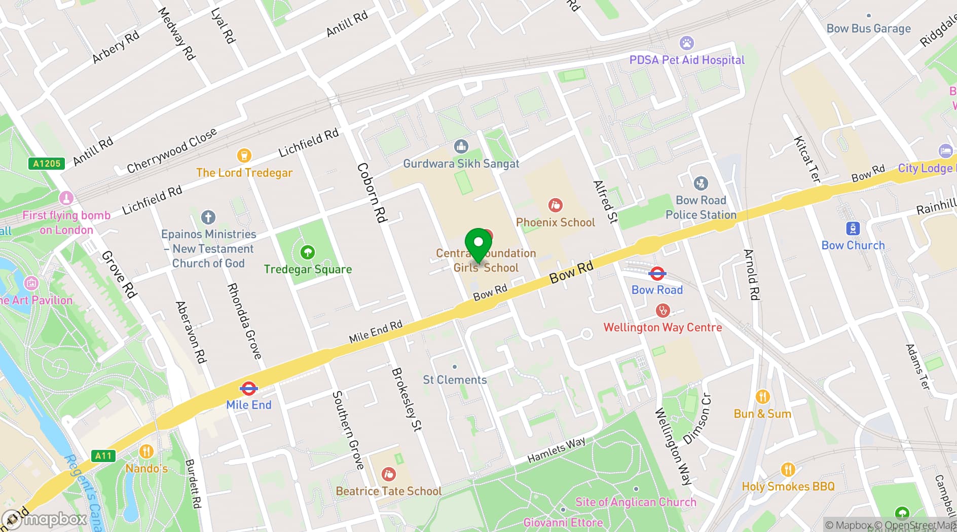 Map showing Central Girls' Foundation School Studio