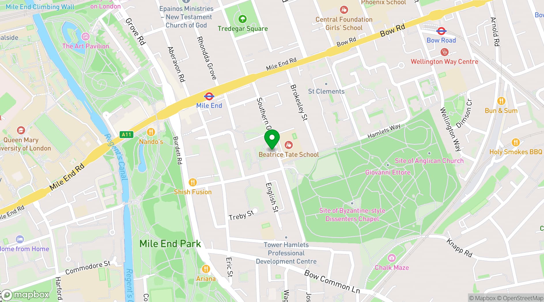 Map showing EastendHomes