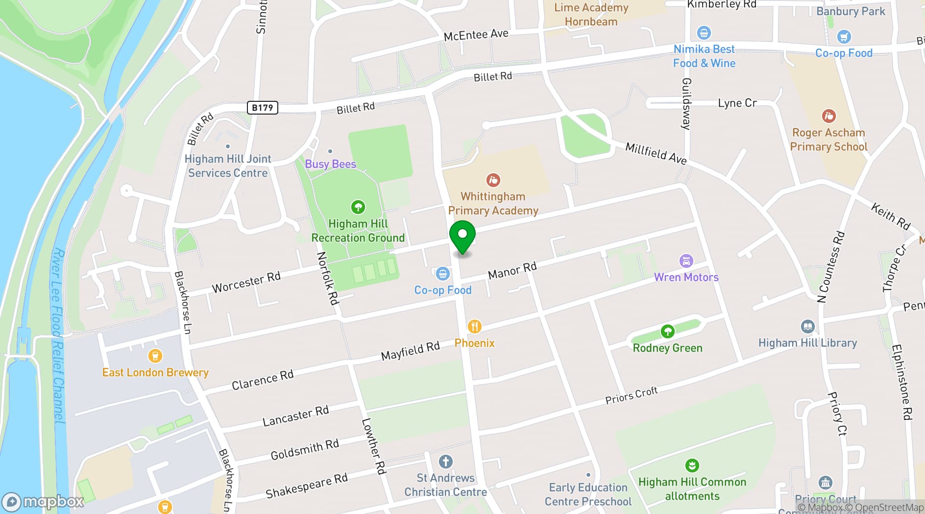 Map showing The Tavern on the Hill