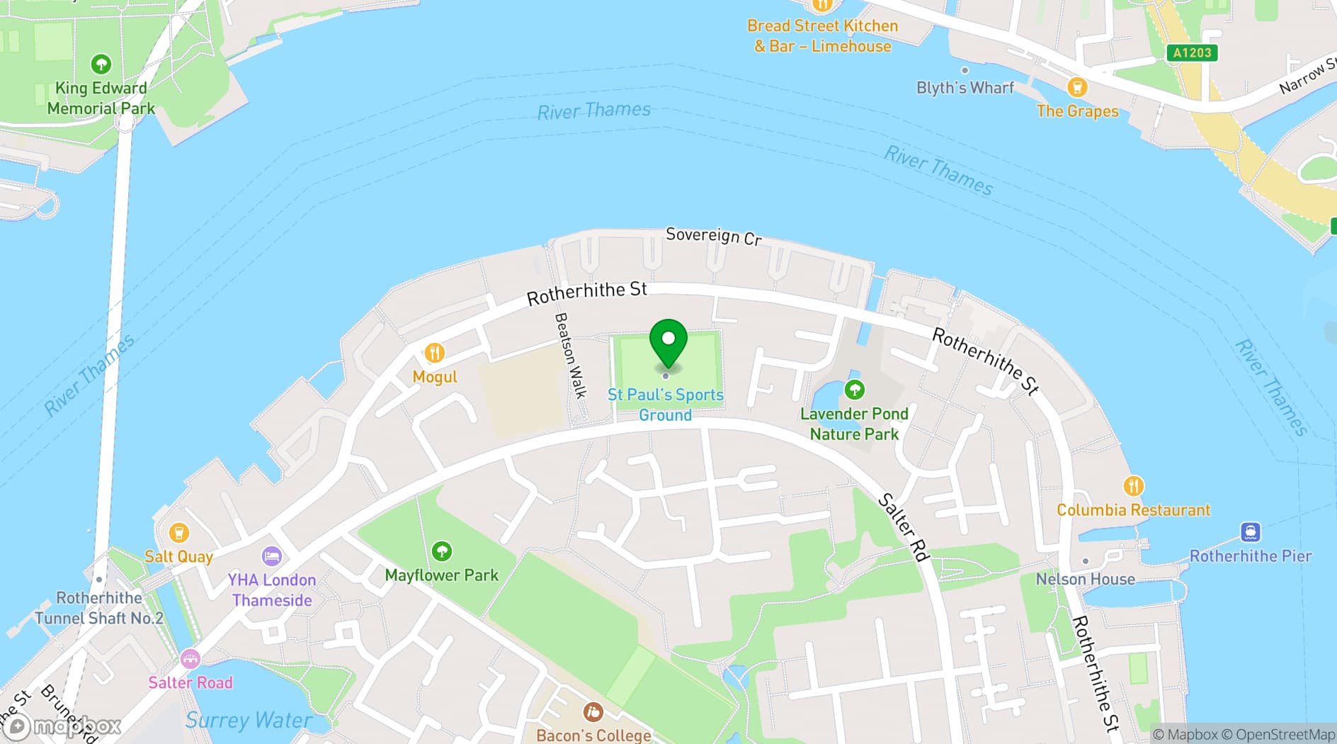 Map showing St Paul's Stadium