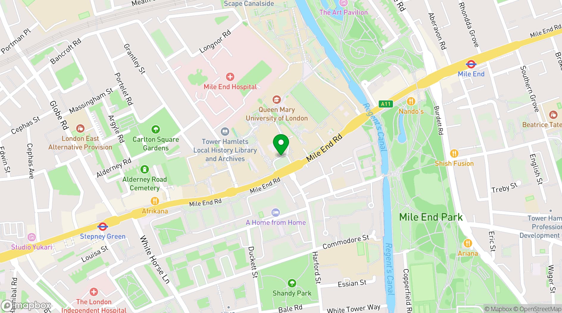 Map showing The Octagon - Queen Mary Venues