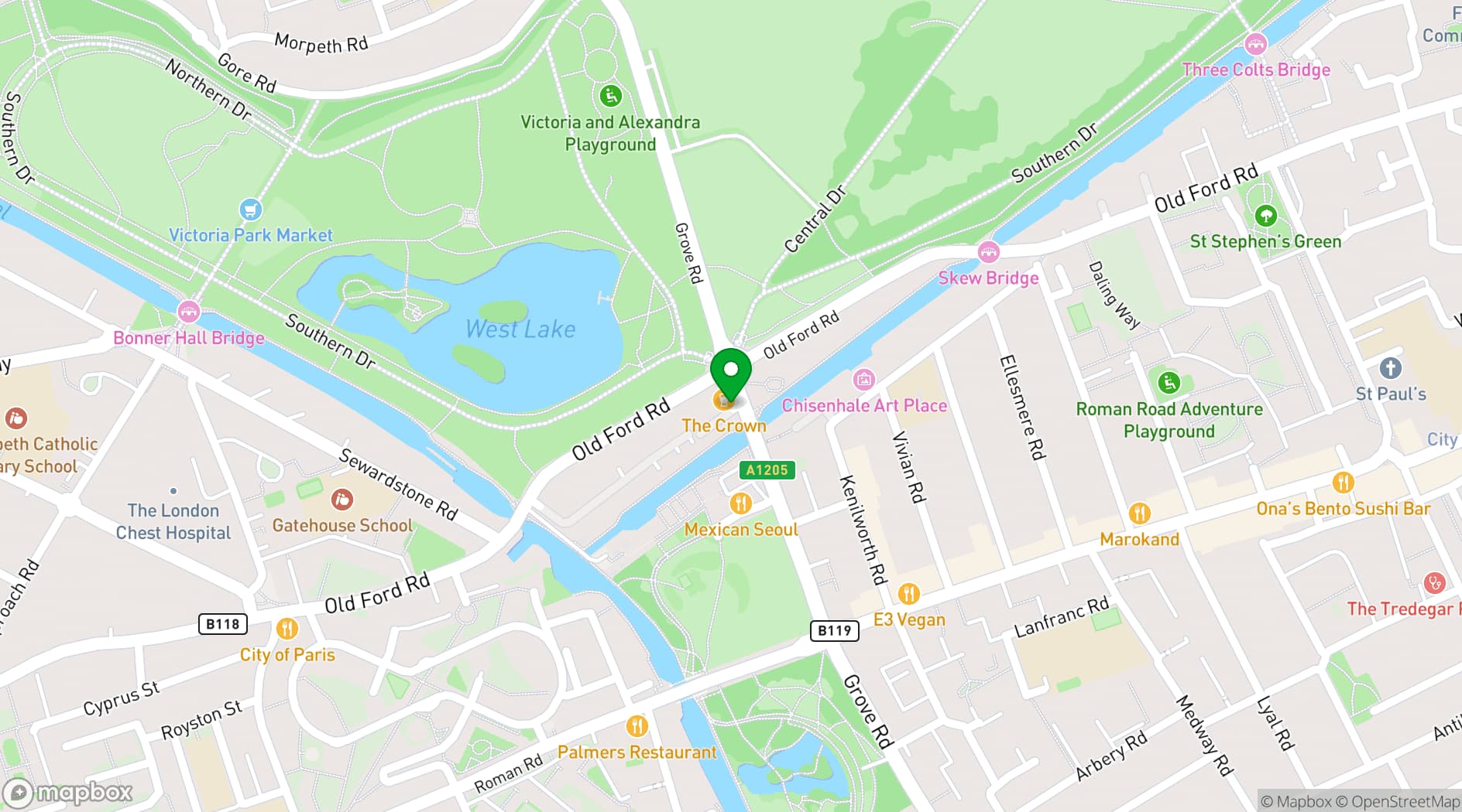 Map showing Regents Lake Banqueting Venue