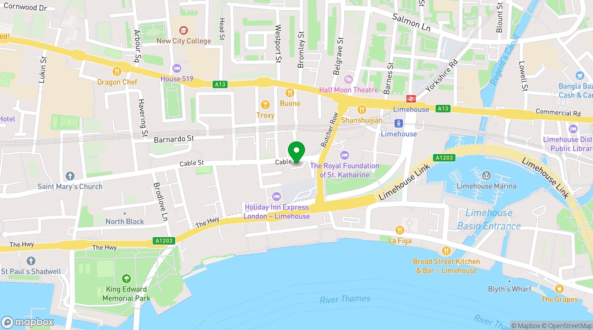 Map showing East London Arts Salon