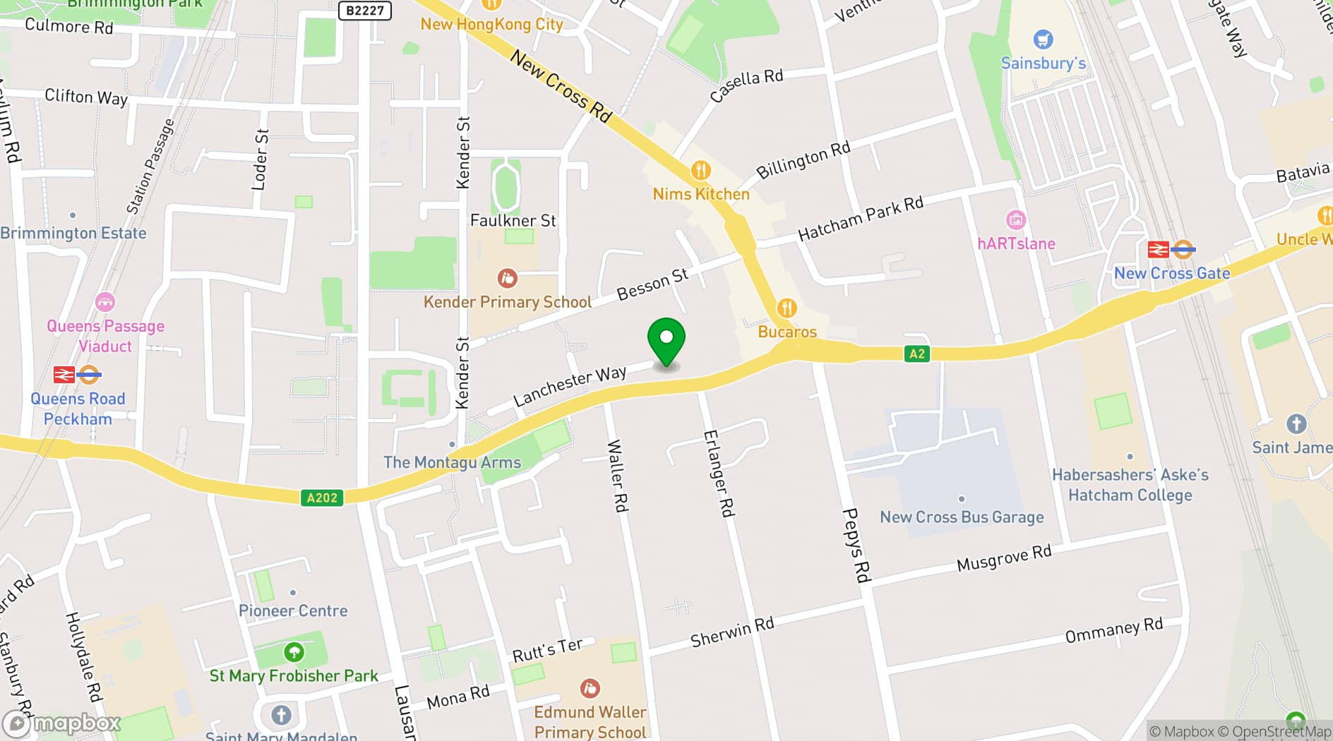 Map showing Hatcham House