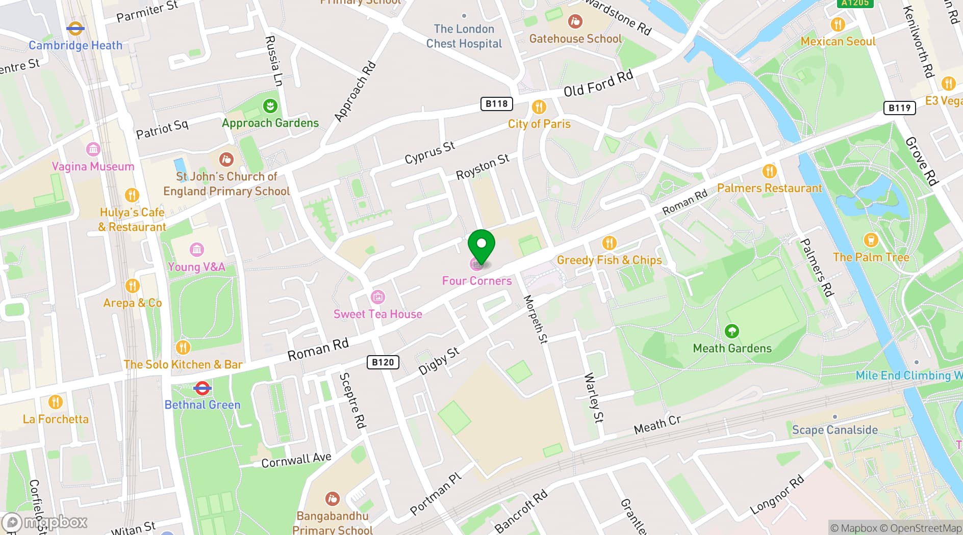 Map showing Four Corners Gallery