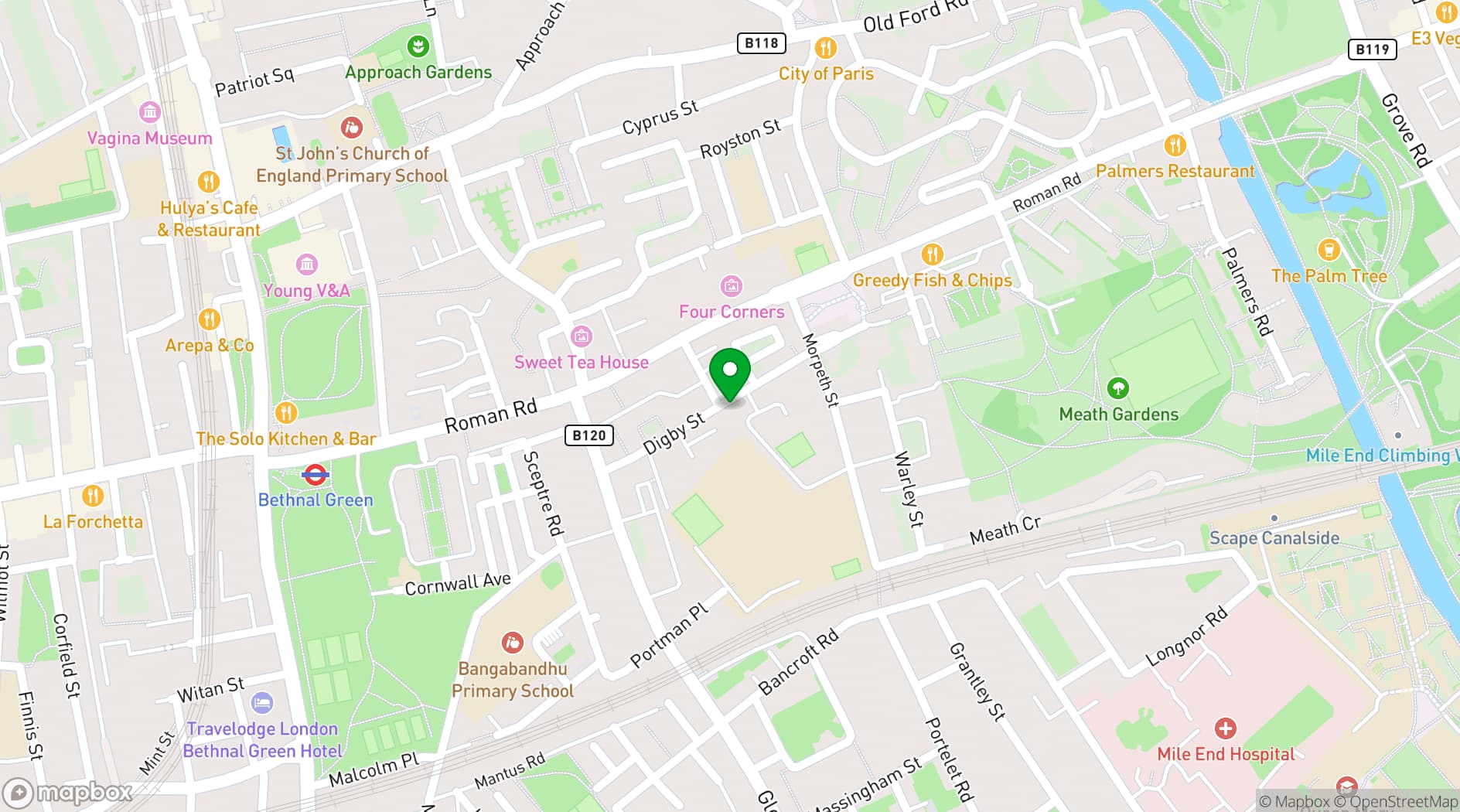 Map showing Tramshed Community Hub