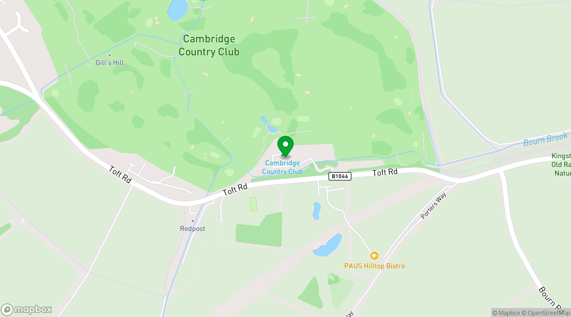 Map showing Cambridge Country Club