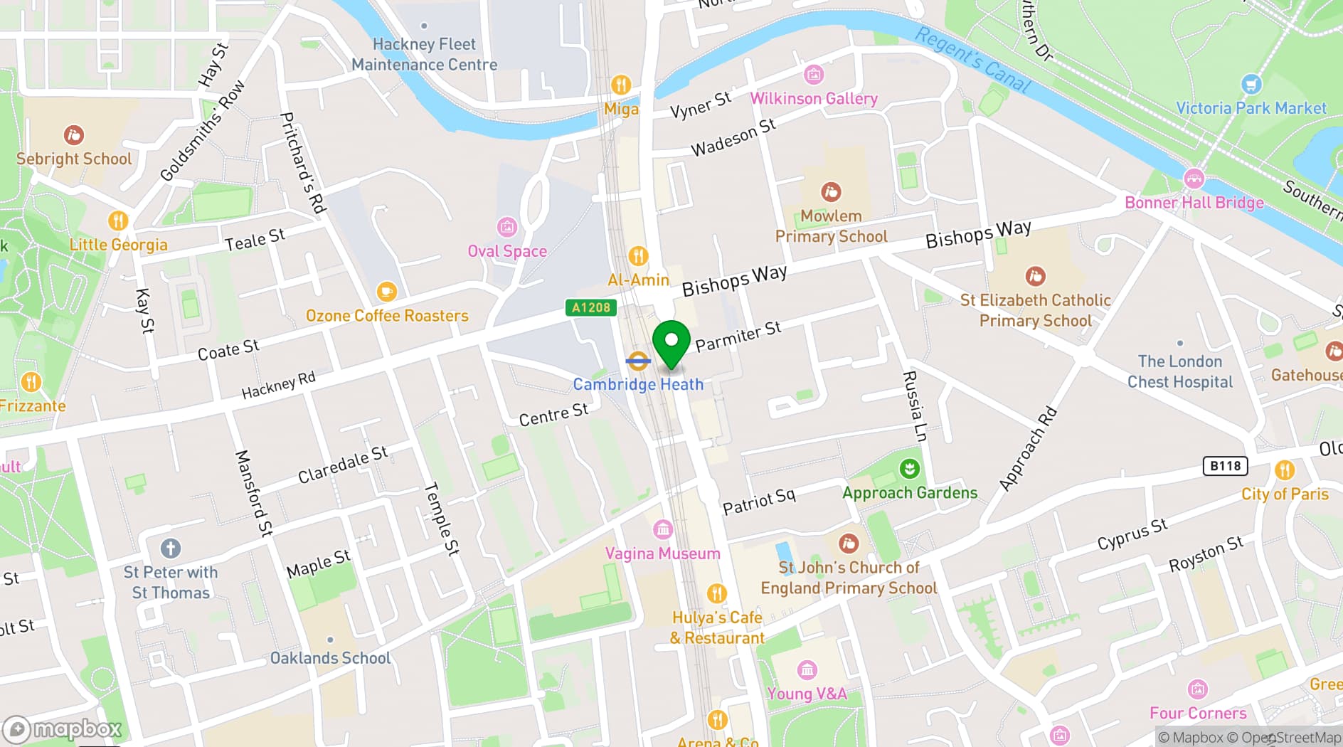 Map showing Space 289