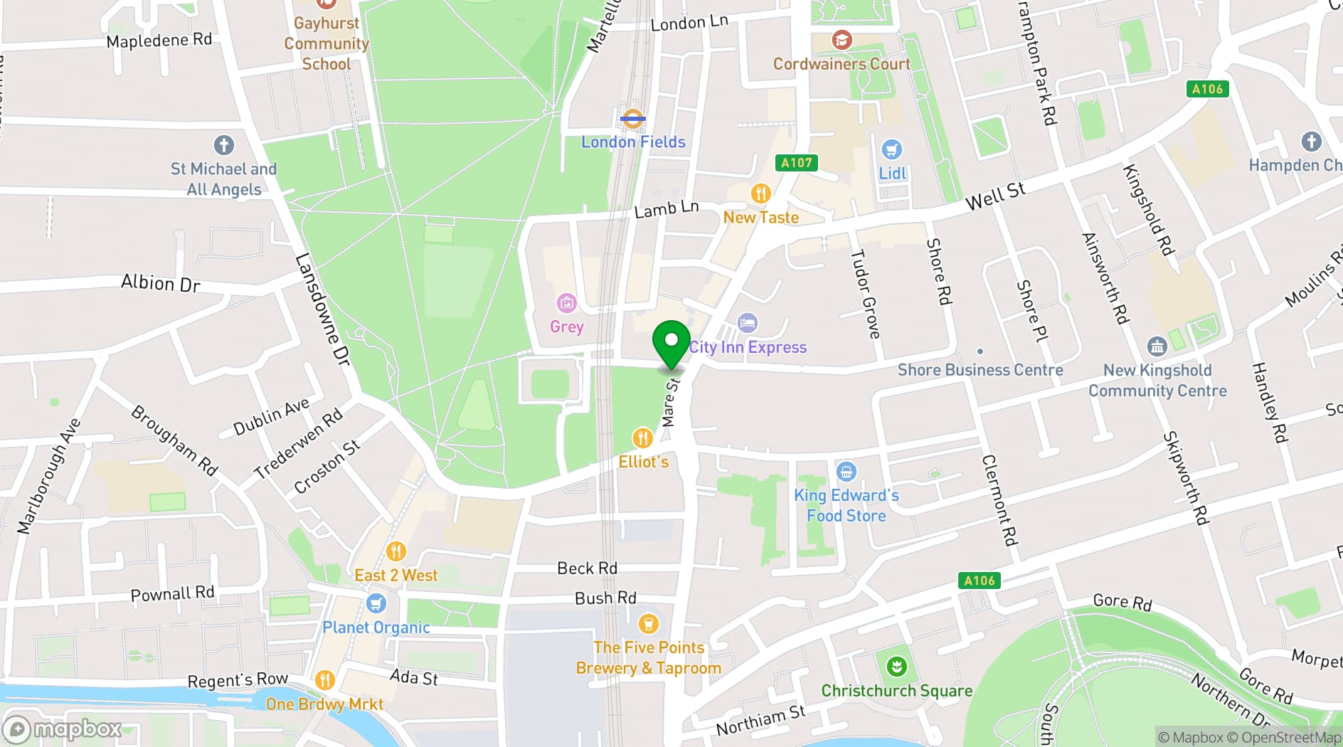 Map showing Martello Hall