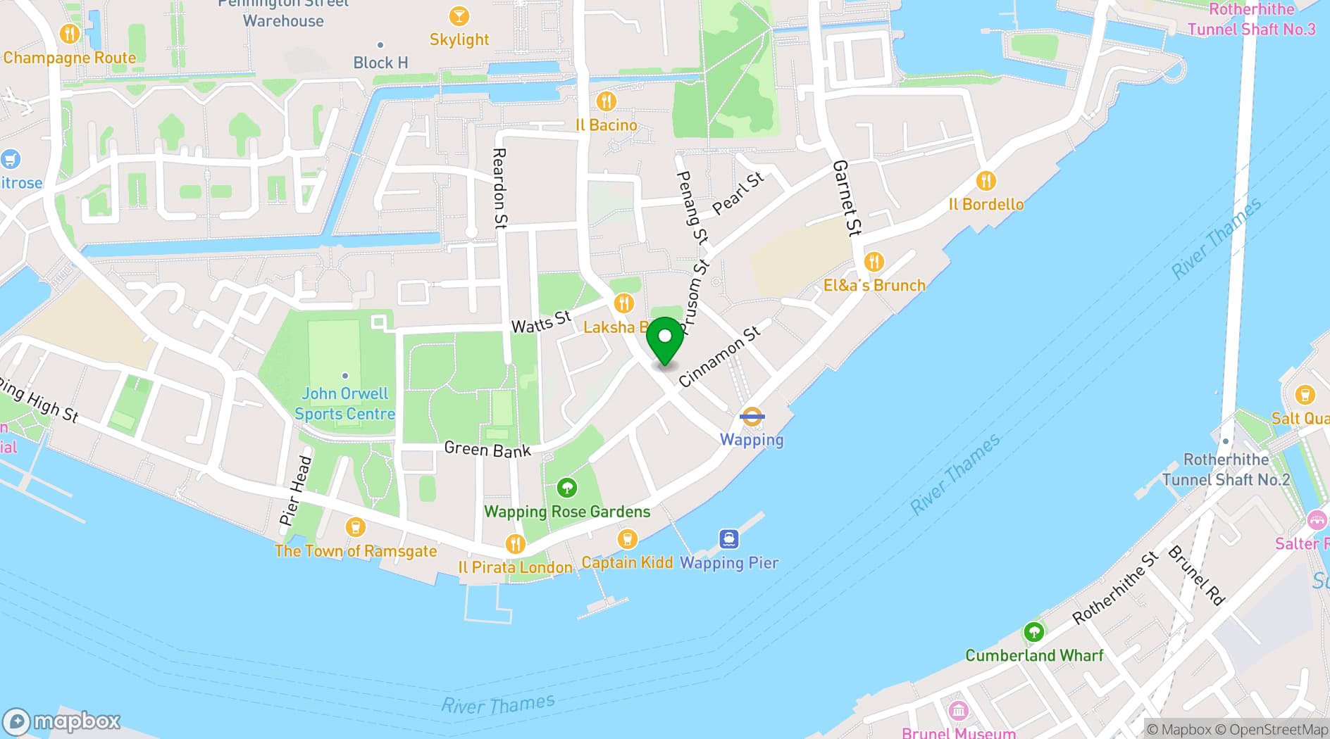 Map showing Dockers Inn