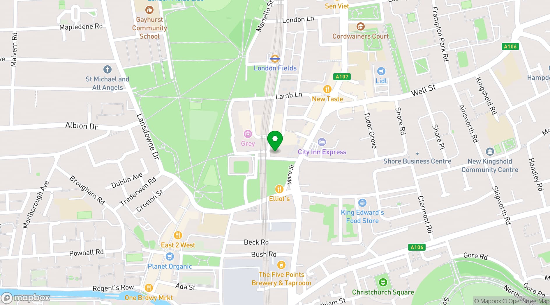 Map showing The Hanger London