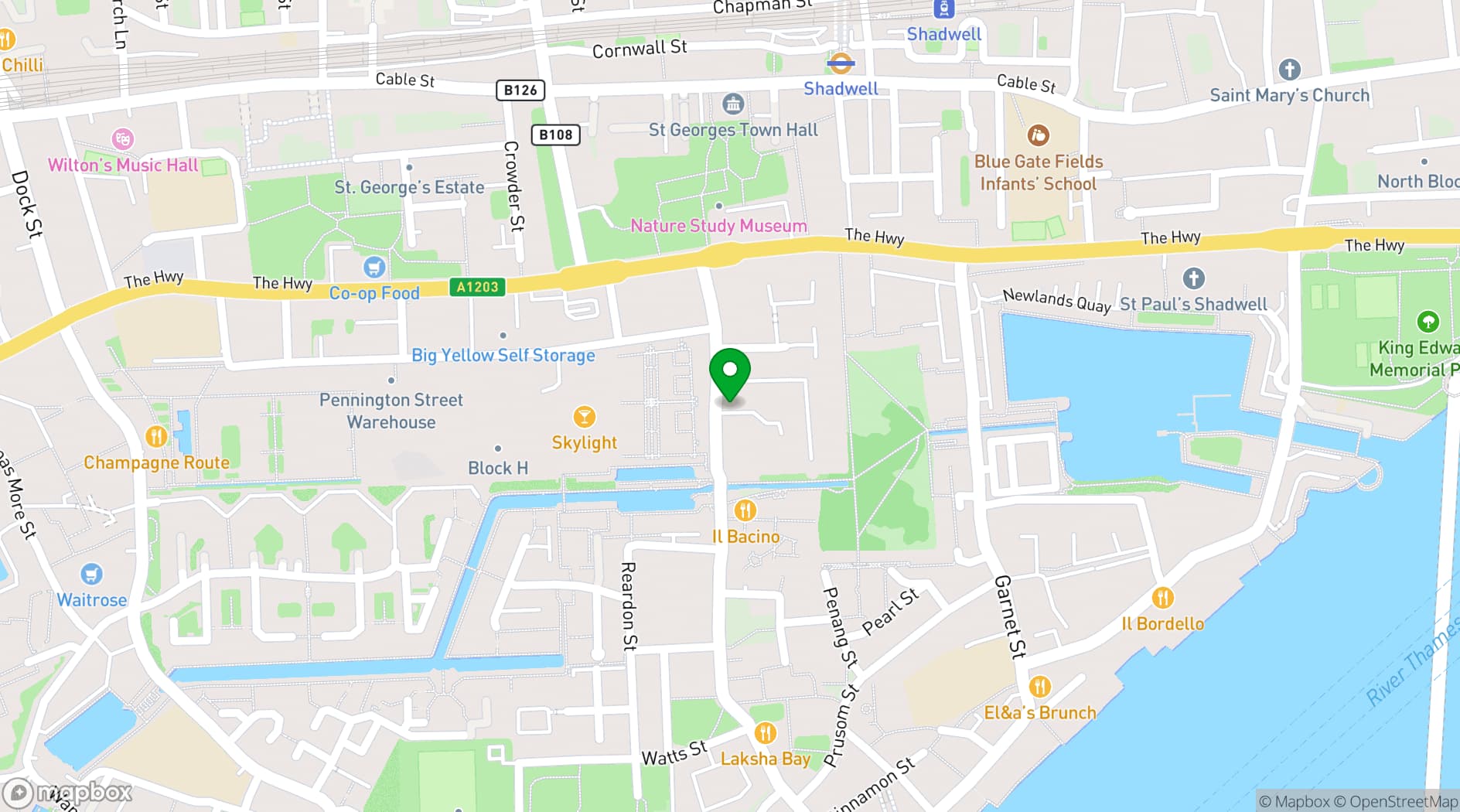 Map showing Tobacco Dock