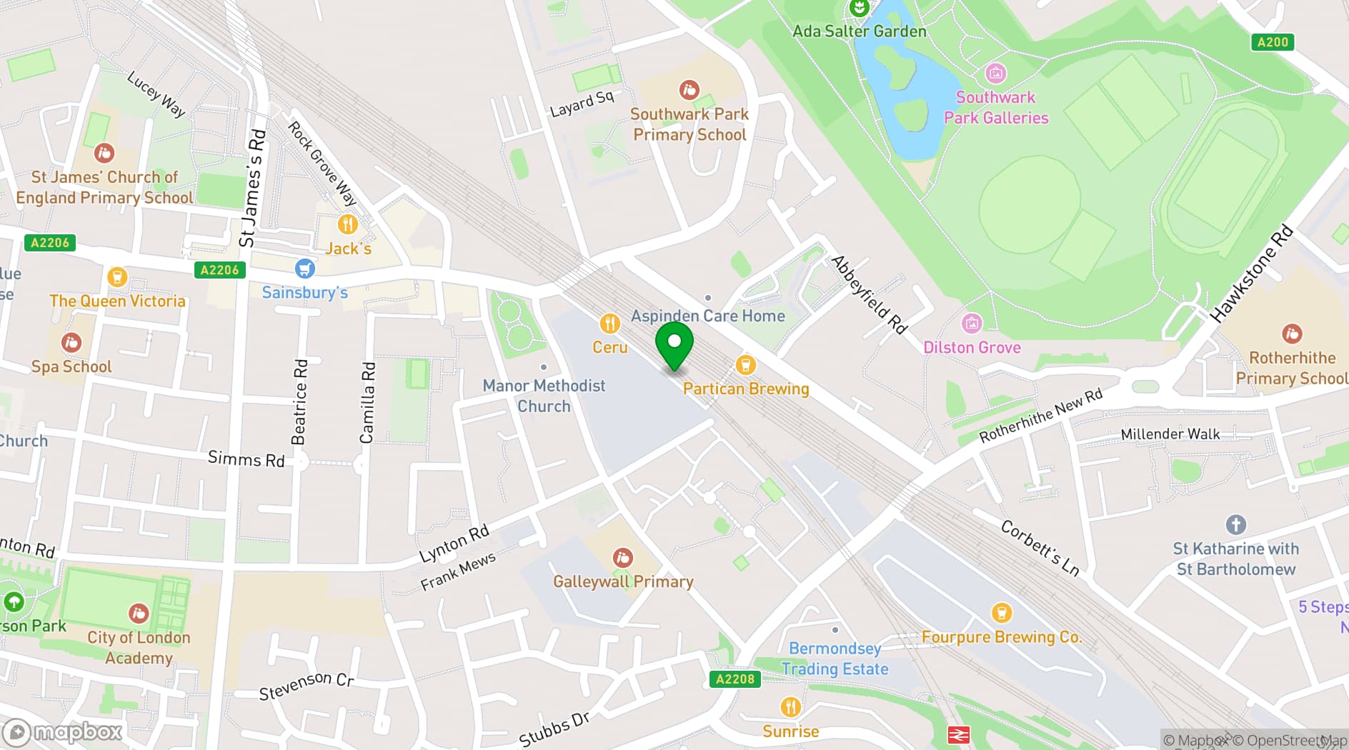 Map showing Bermondsey Social Club
