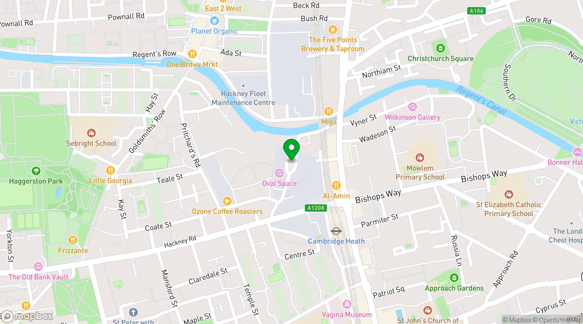 Map showing Oval Space