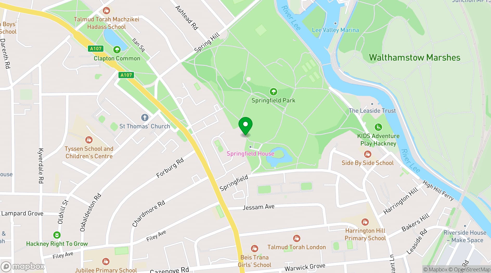 Map showing Springfield Banqueting Suite