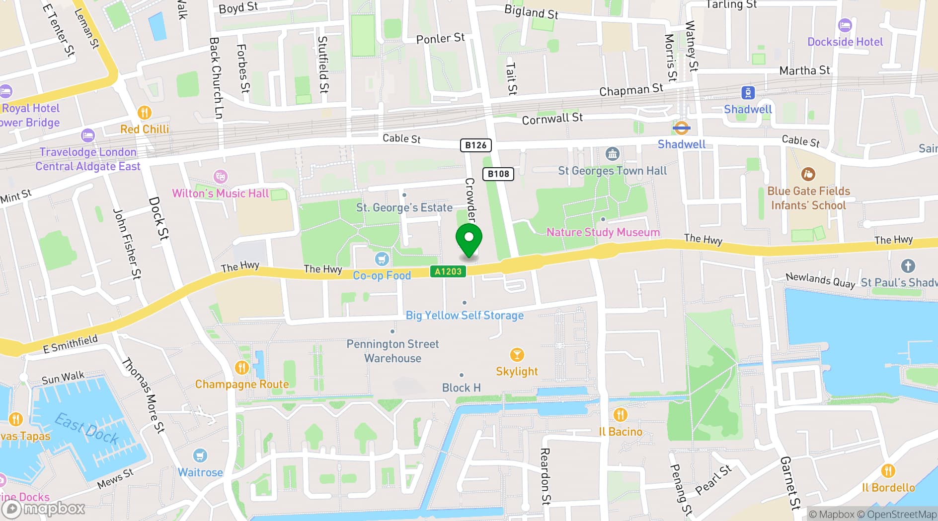 Map showing The Dockside Venue