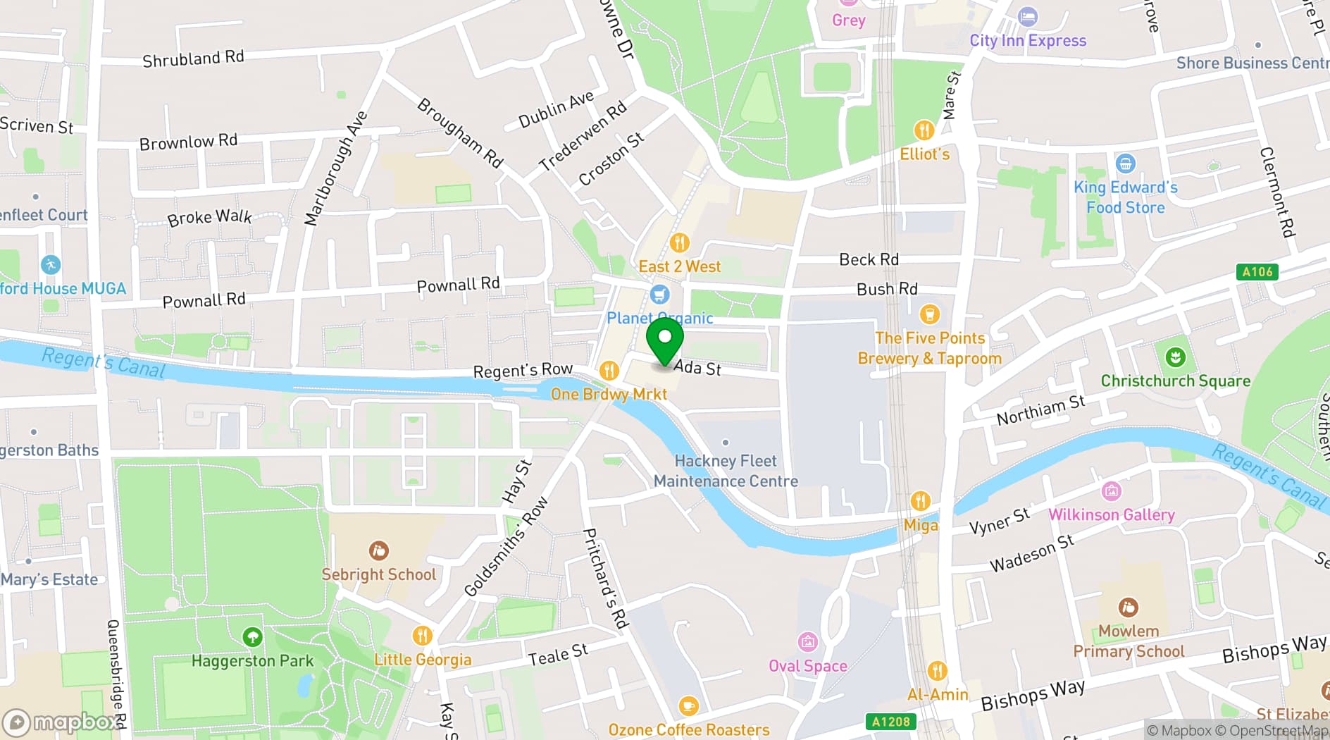 Map showing Waking Dreams Broadway Market