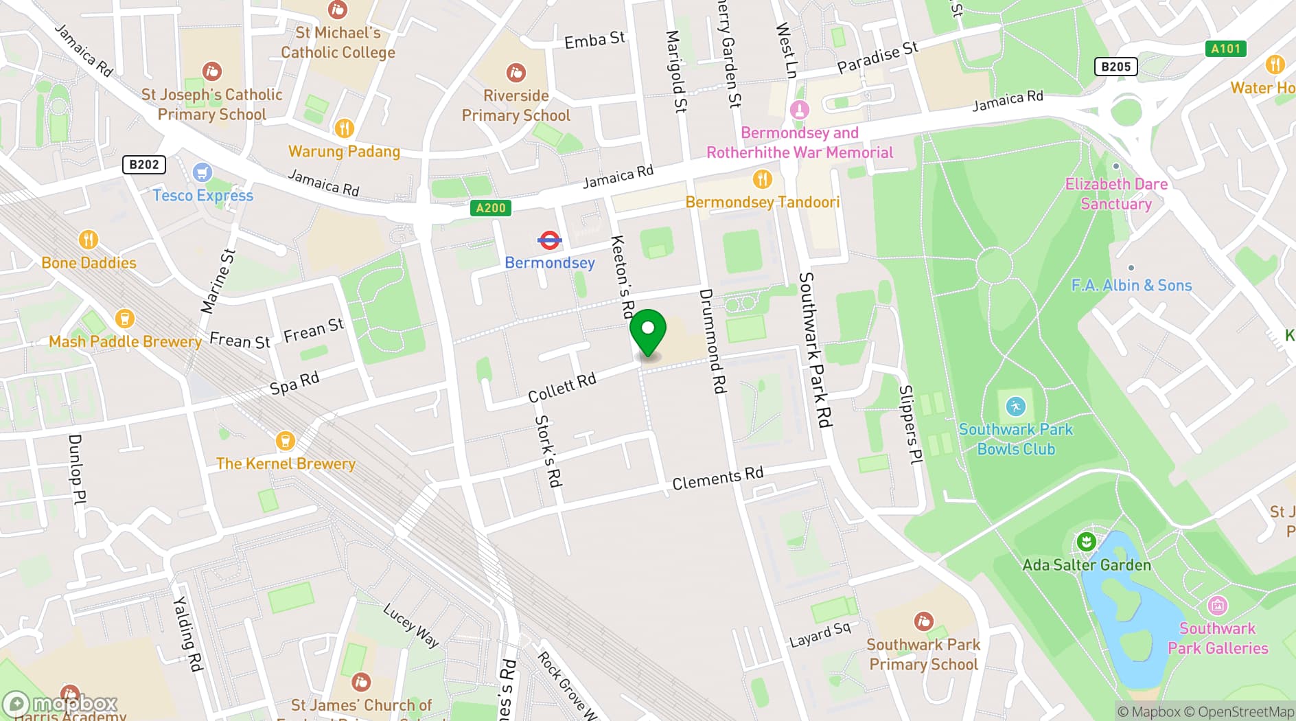 Map showing The Charter School Bermondsey
