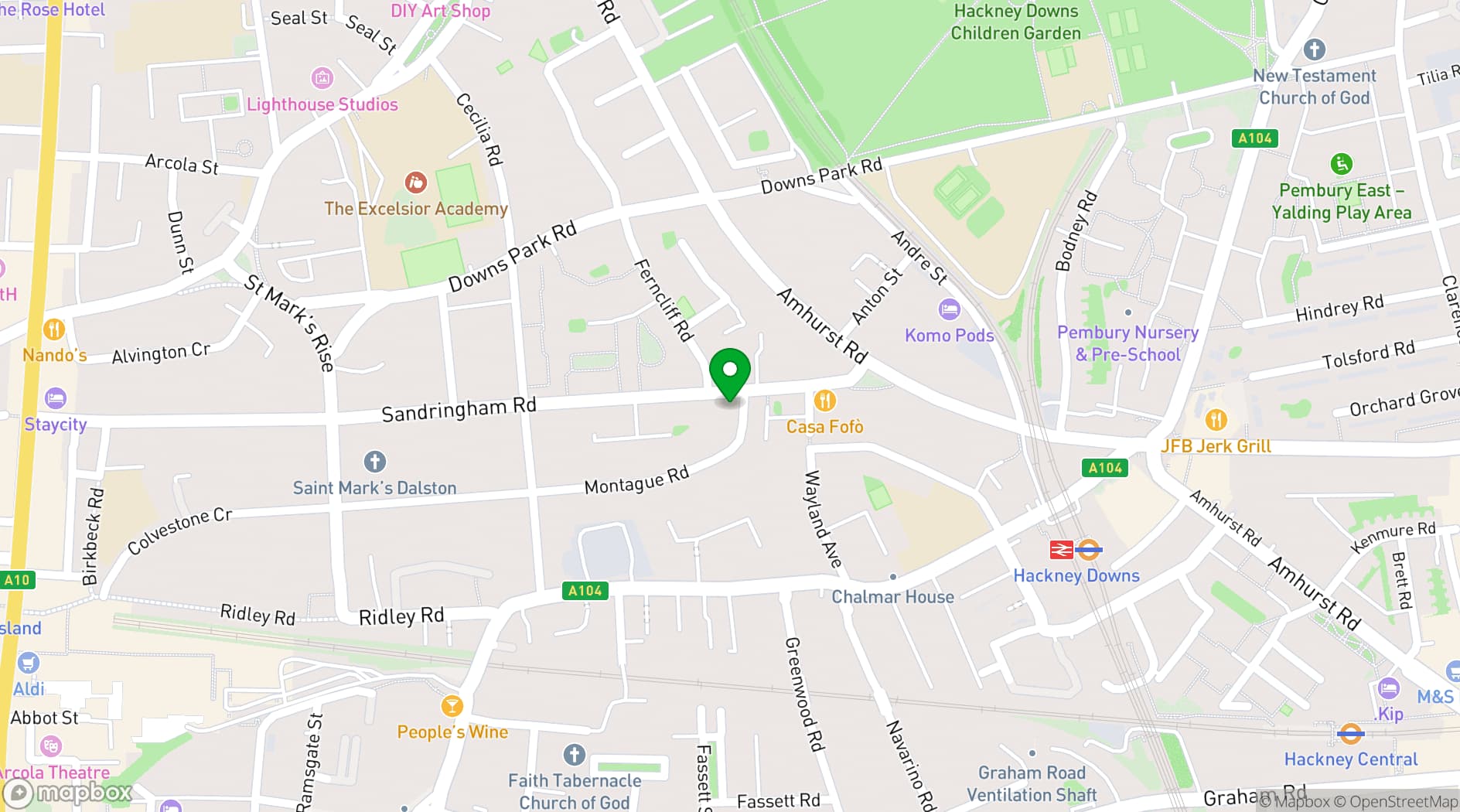 Map showing The Roost