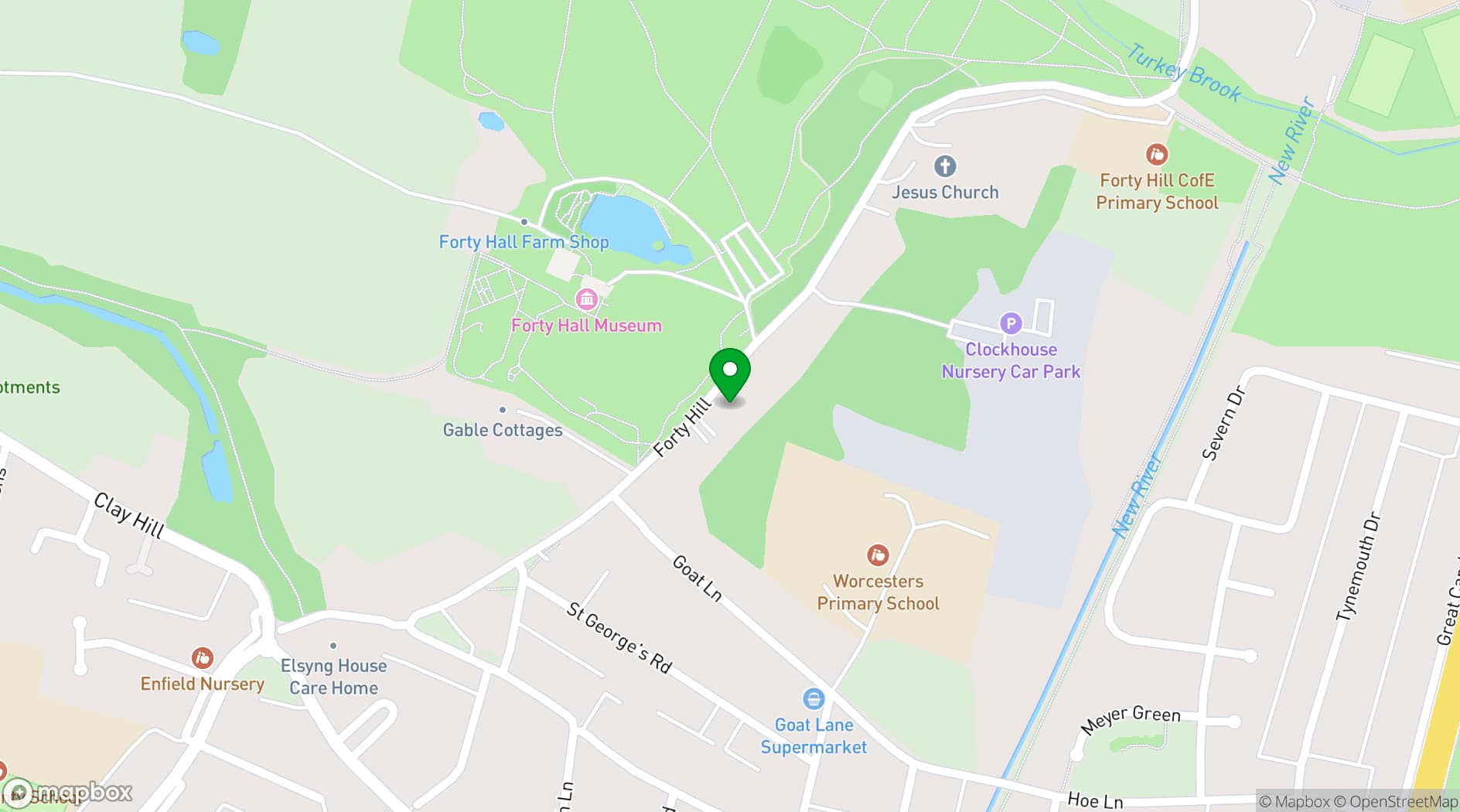 Map showing Charis Centre Jesus Church Forty Hill