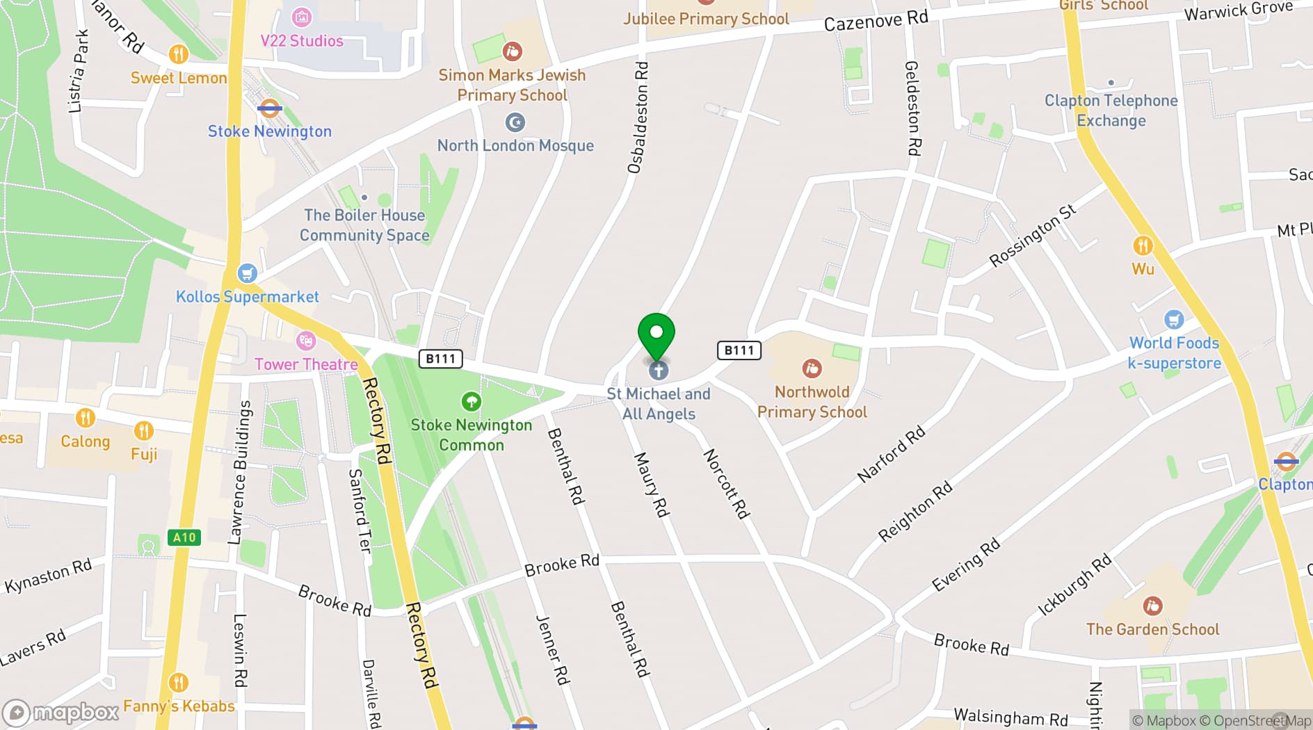 Map showing St Michael & All Angels