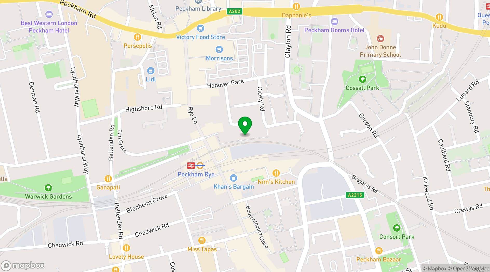 Map showing Peckham Gallery