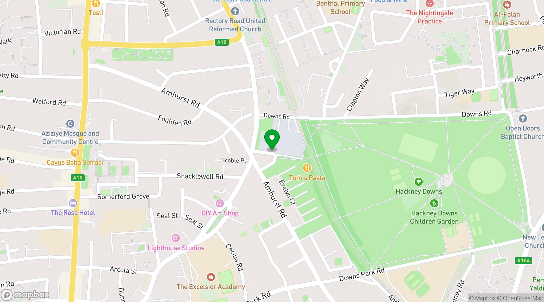 Map showing Hackney Downs Studios