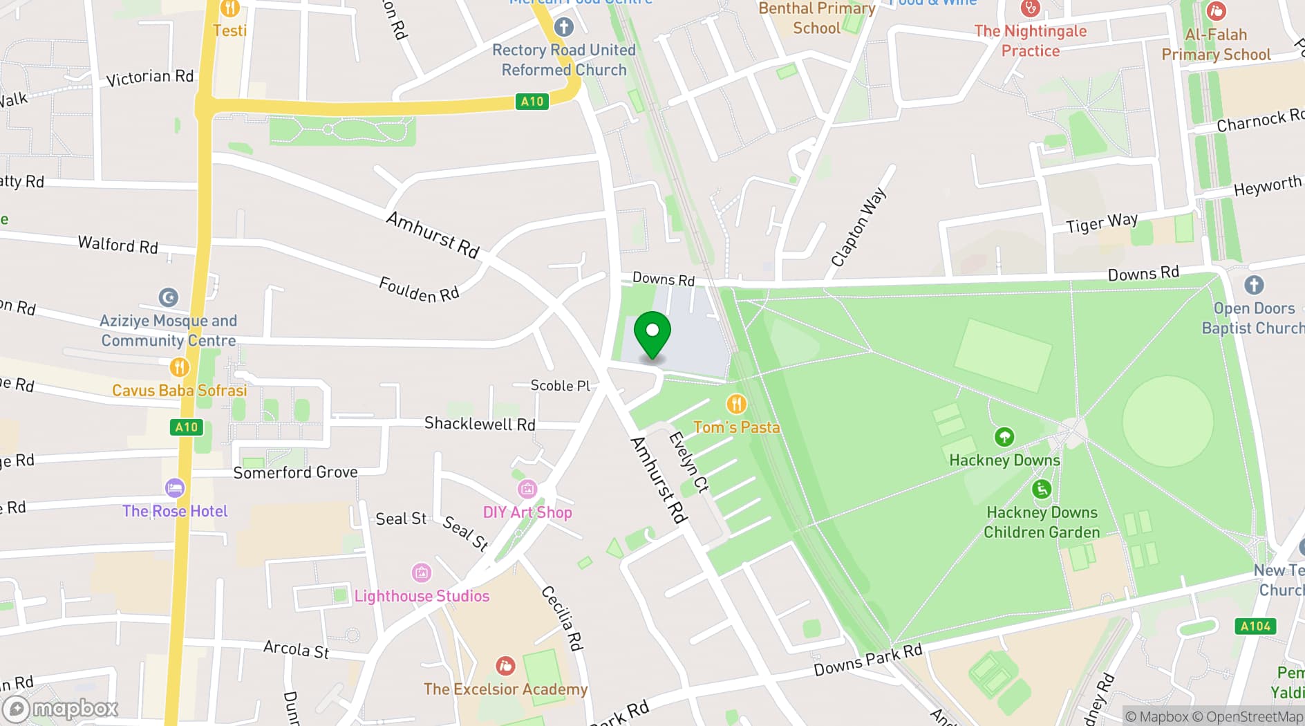 Map showing East London Creative Space