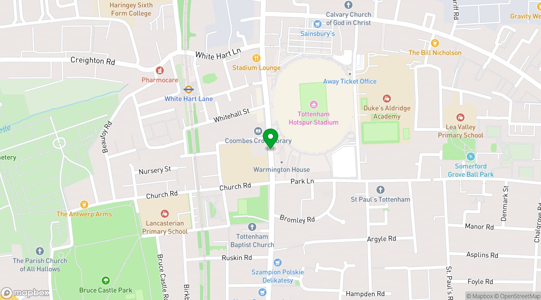 Map showing Tottenham Hotspur Stadium