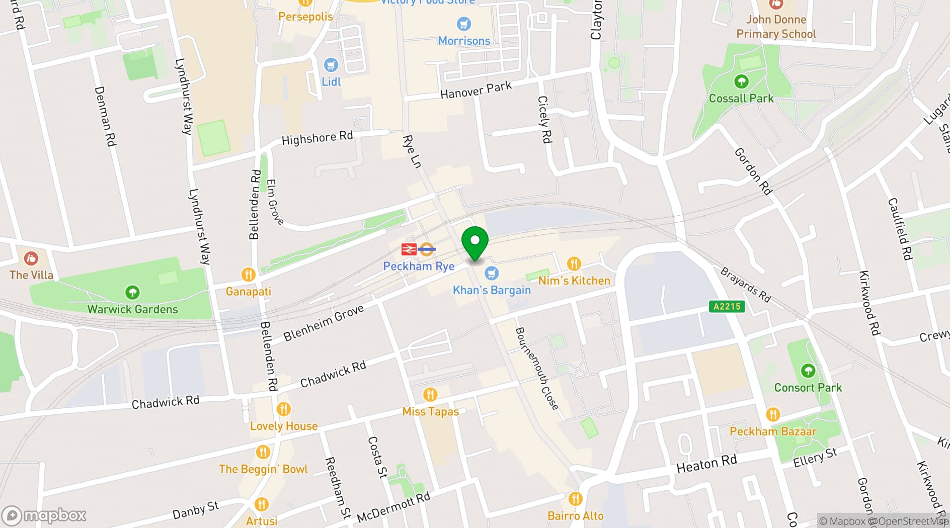 Map showing The Porth Peckham