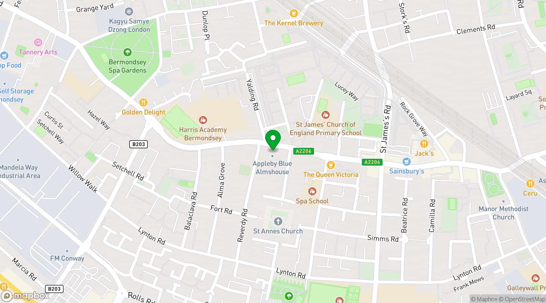 Map showing Appleby Blue Community Centre