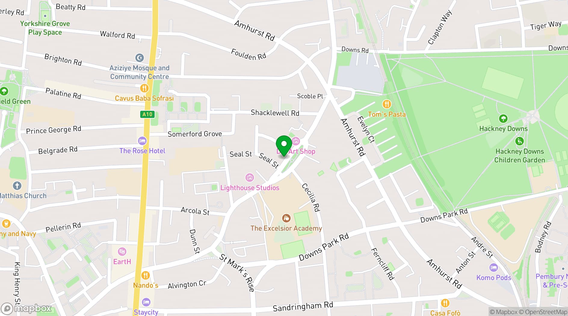 Map showing Shacklewell Arms