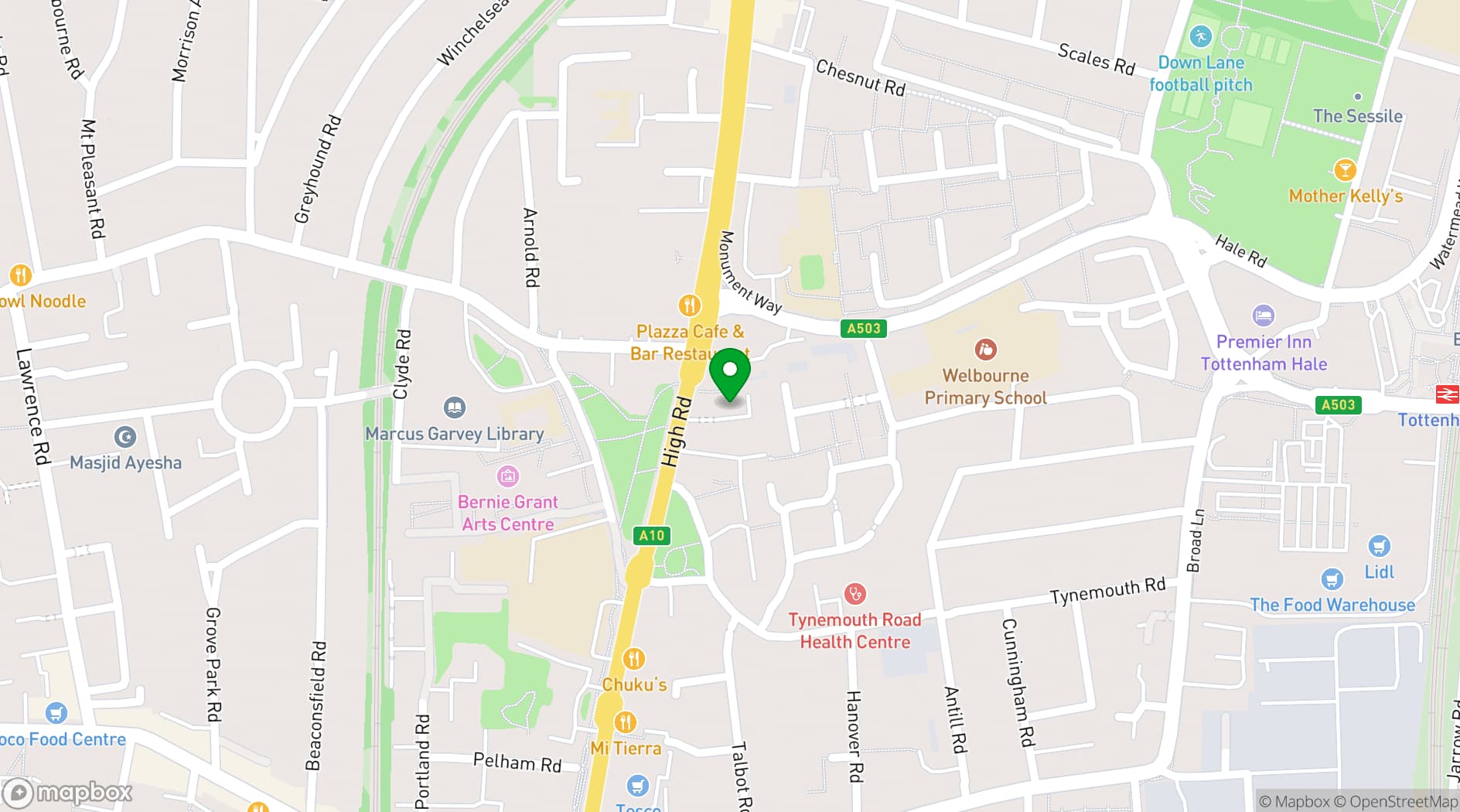 Map showing Excel House Halls
