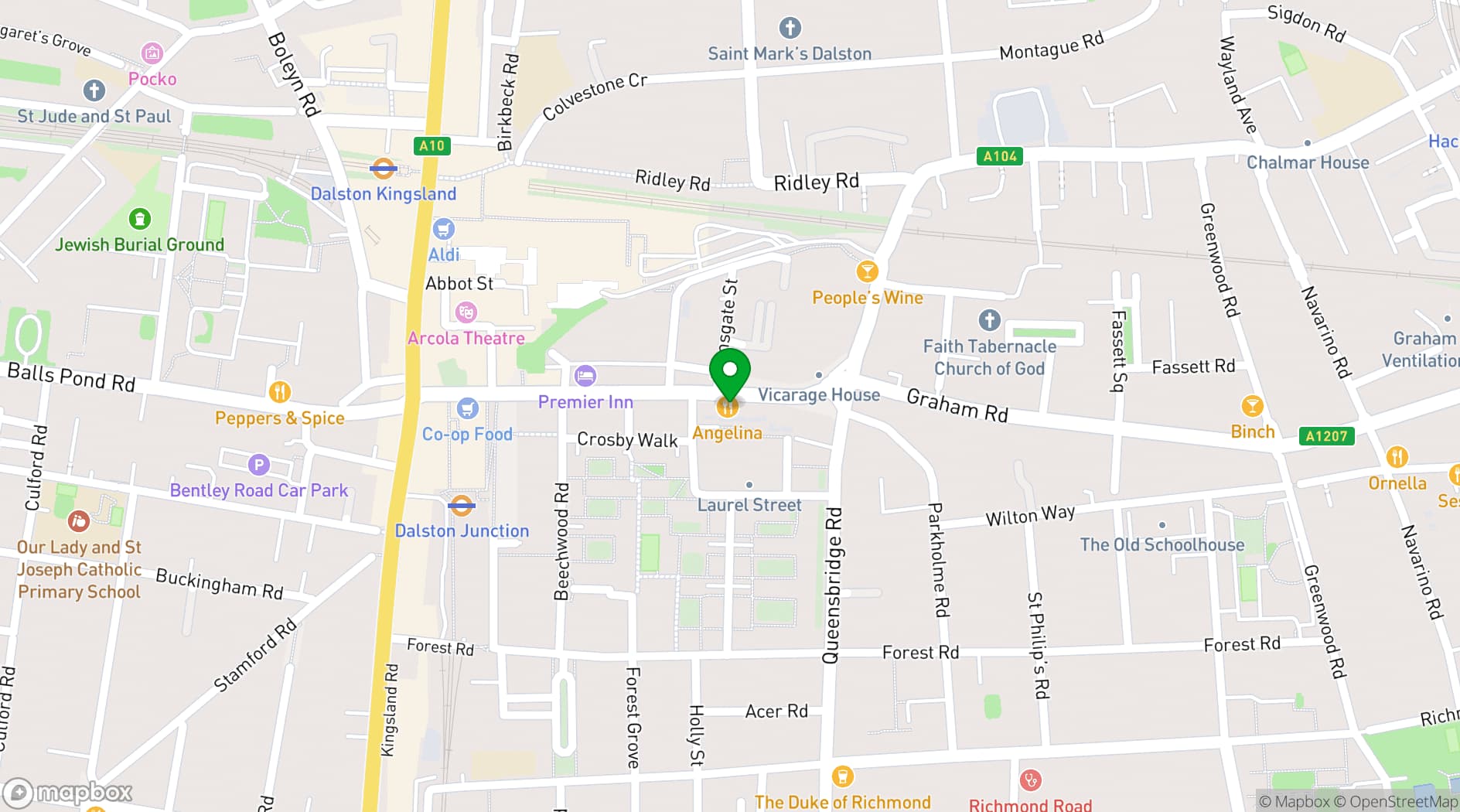 Map showing Angelina