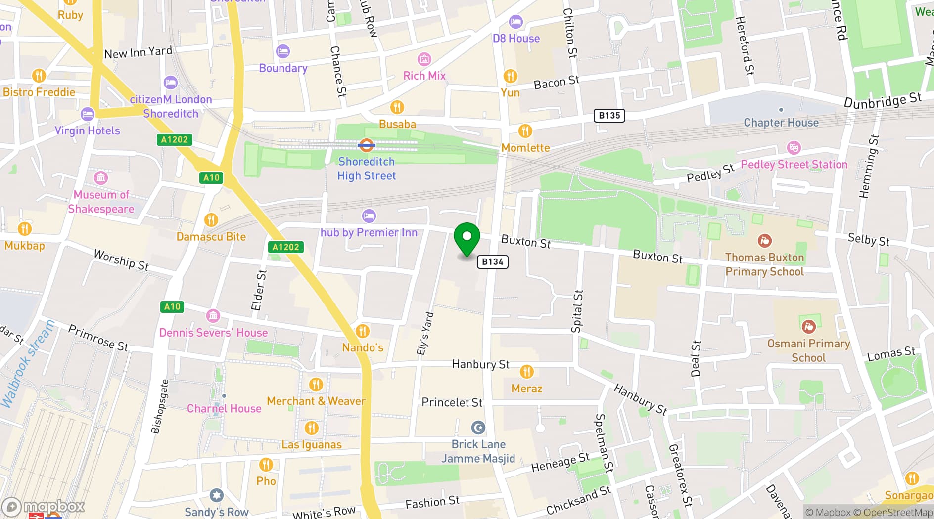 Map showing The Old Truman Brewery