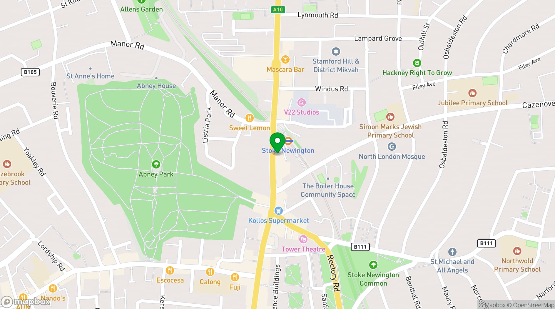 Map showing European Literature Bookshop